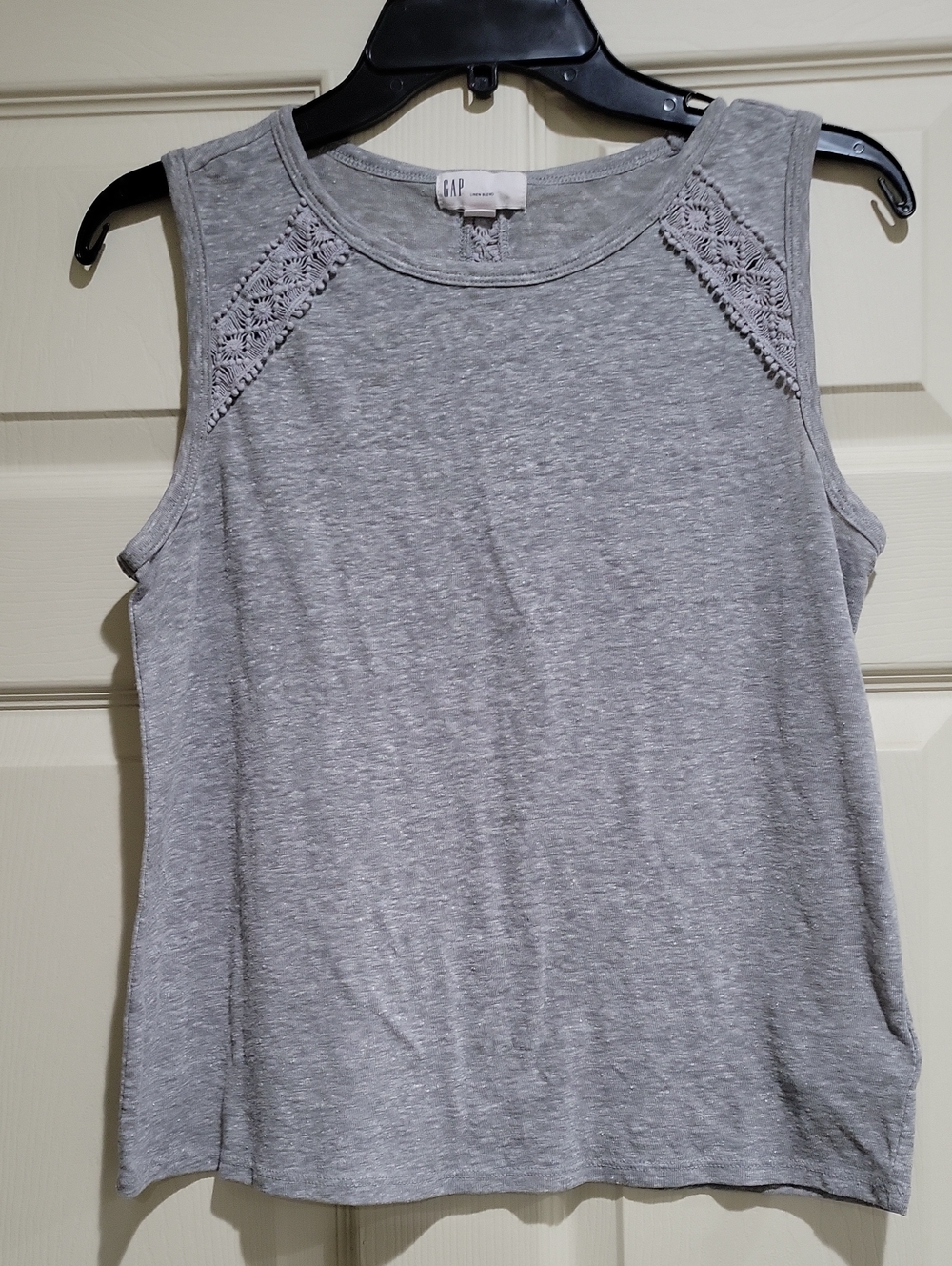 GAP Light Gray Crochet-Trim Sleeveless Tank